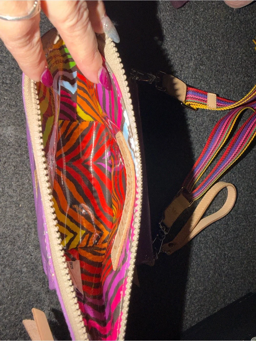 Consuela Sparkle Purple Crossbody and Matching Wristlet